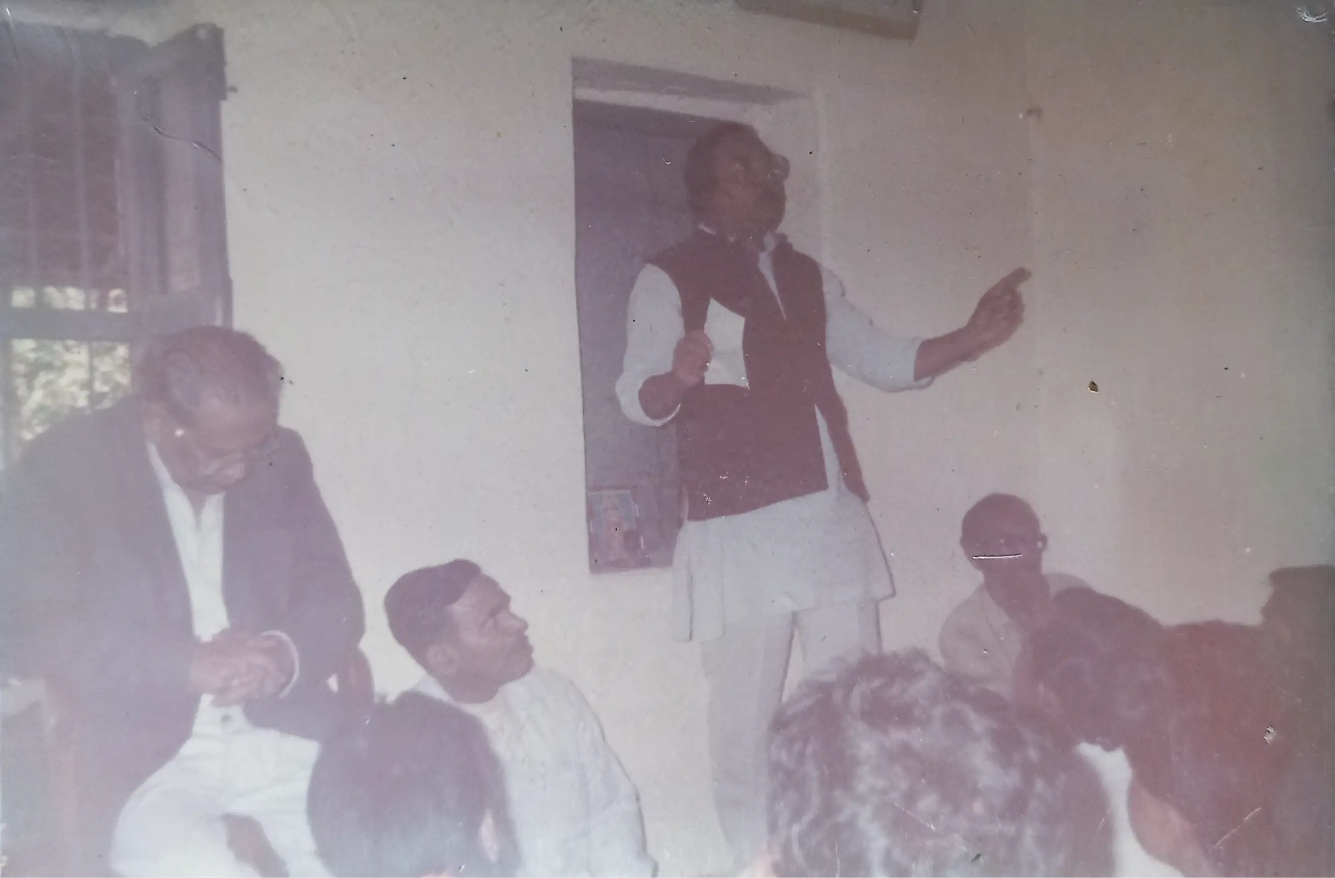 In this picture, you can see Dr. Gopesh Chandra Sarkar giving a speech perhaps possibly in a BJP or RSS level discussion.