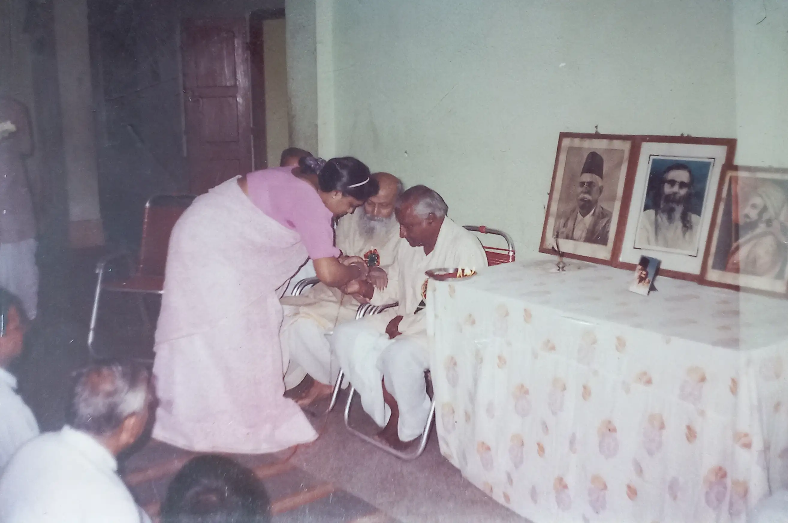 This is an image of Shri Krishna Matlog at the residence of Dr. Gopesh, he is a Pracharak (preacher) for the Rashtriya Swayamsevak Sangh (RSS) in Eastern India. 